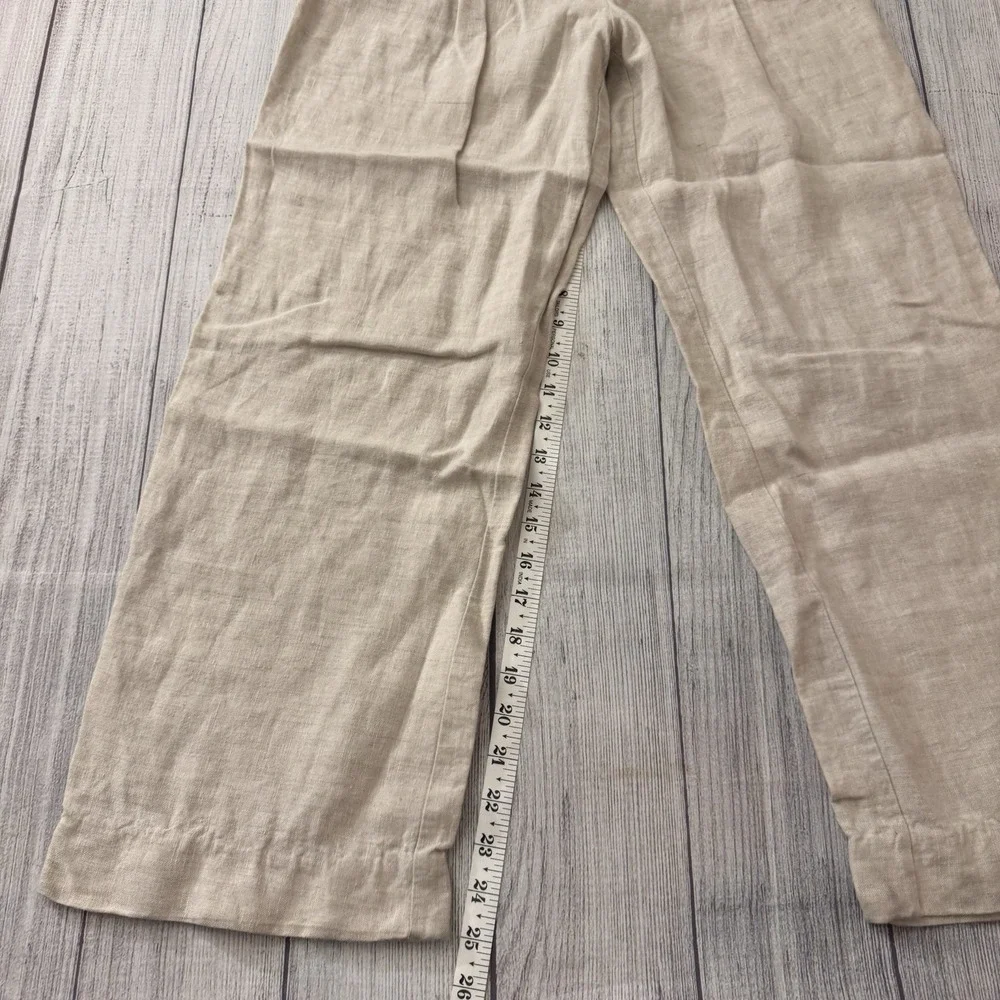 Reformation Linen Wide Leg Cropped Pants Women Size 4 Beige High Rise Inseam 25